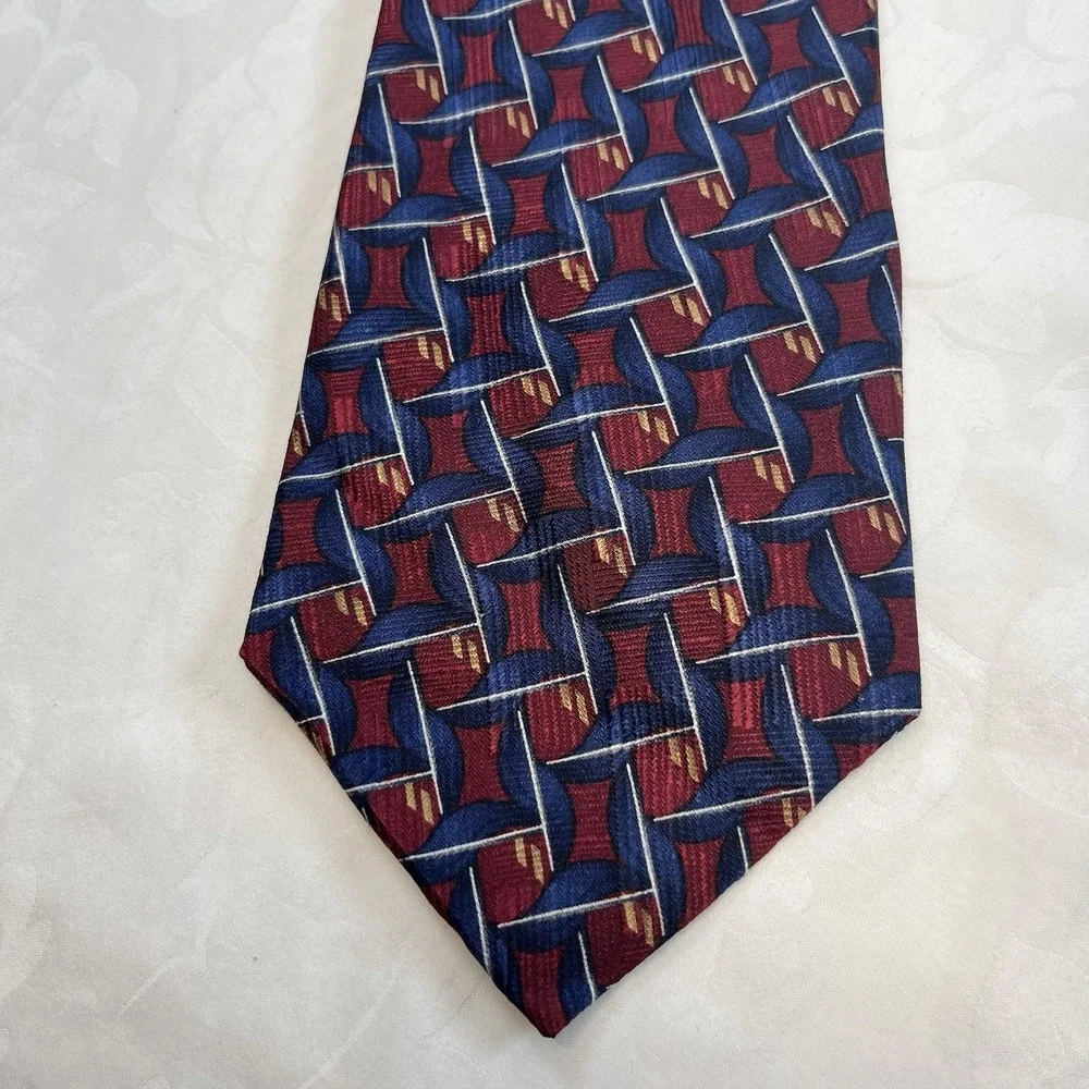 Bill Blass Vintage‎ Silk Geometric Patterned Neck Tie - 56